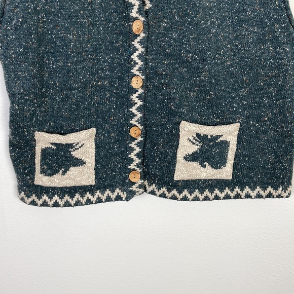 NWT Sage Creek Womens Large Knit Button Up Vintage Retro Vest Moose Outdoors 90s - Picture 2 of 9
